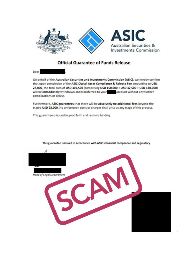 Example of Scam - Click to enlarge